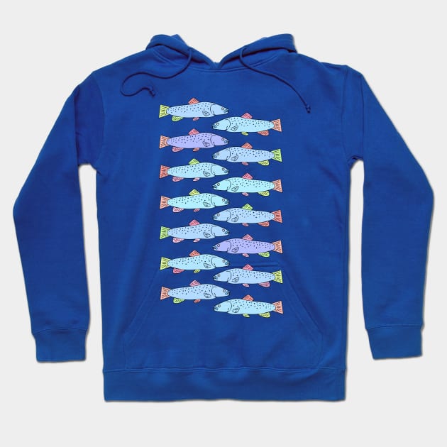 Cute and Colorful Trout Pattern Hoodie by Davey's Designs